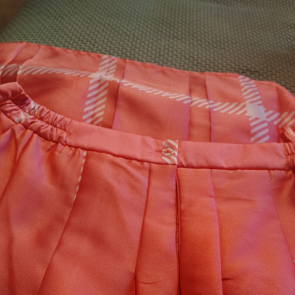 Women's Coral Plaid Double-Breasted Blazer - Picture 6 of 6